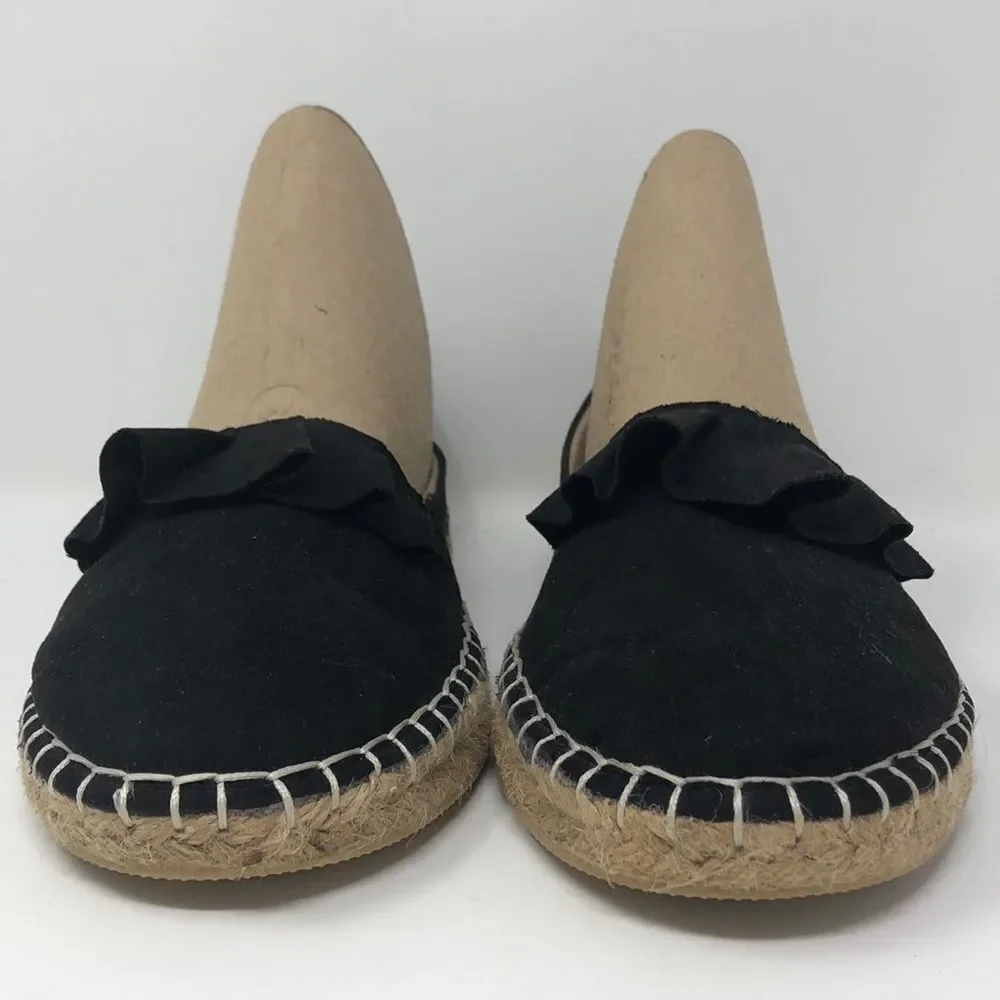 Time and Tru black, suede, ruffle espadrilles